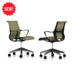 GS - Setu Chair Arm With Carpet Castors Multipurpose Chair - Lyris 2 Chartreuse