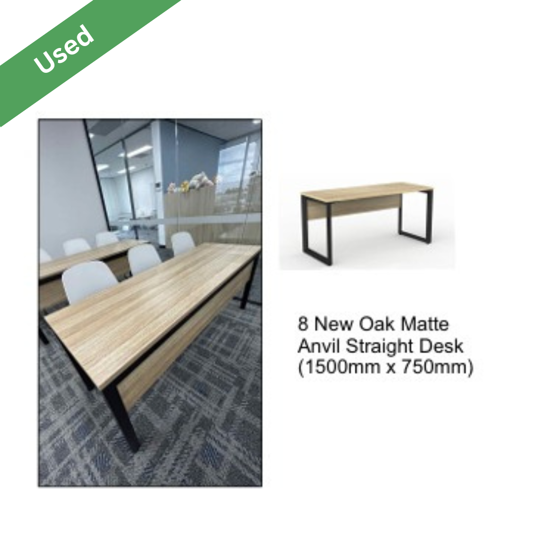Oak Matte Anvil Straight Desk