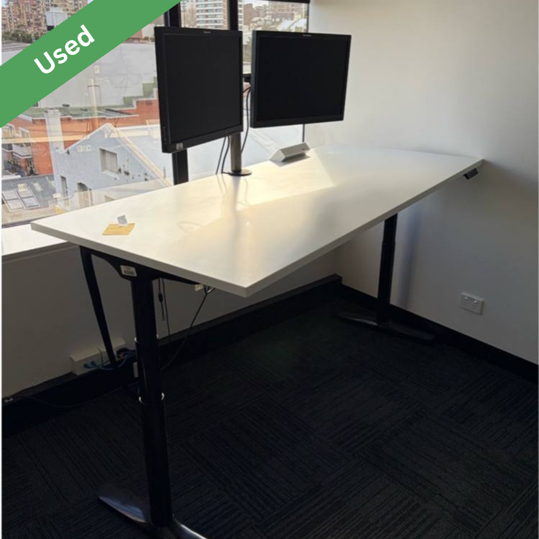 Used adjustable rectangular workstation 800x1800mm with white desktop – Sydney