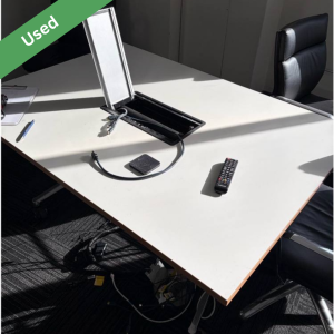 Used white office table with cable hatch 1800x1000mm in Sydney