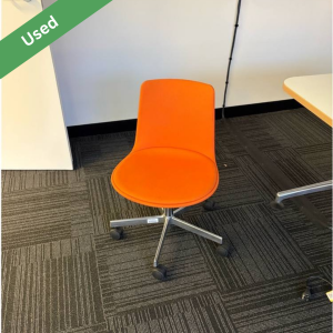 Used orange fabric adjustable office chair with wheels in Sydney