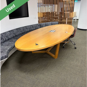 Used wooden rectangle conference table 3600mm with 2 cable hatches in Sydney