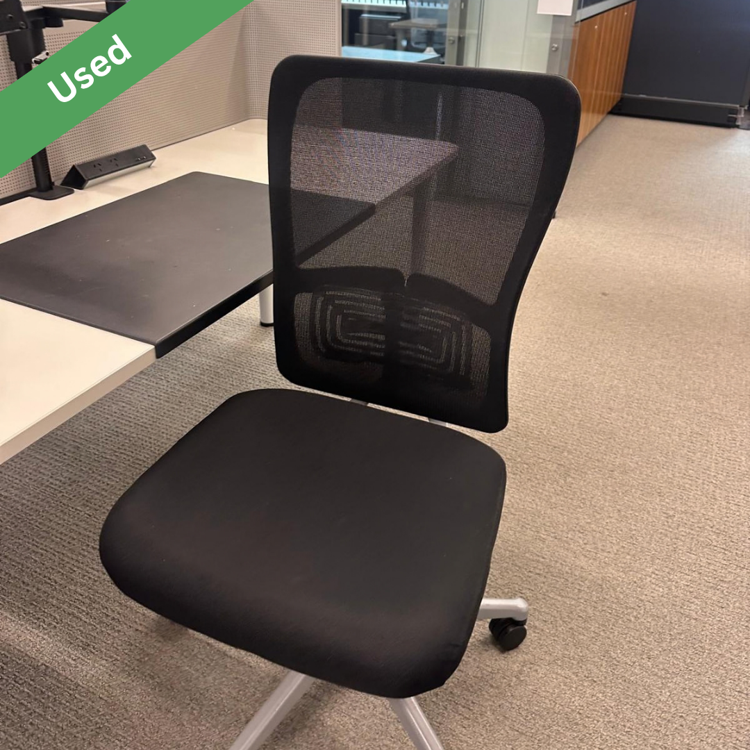 Used black Haworth Zody office chair with mesh backrest